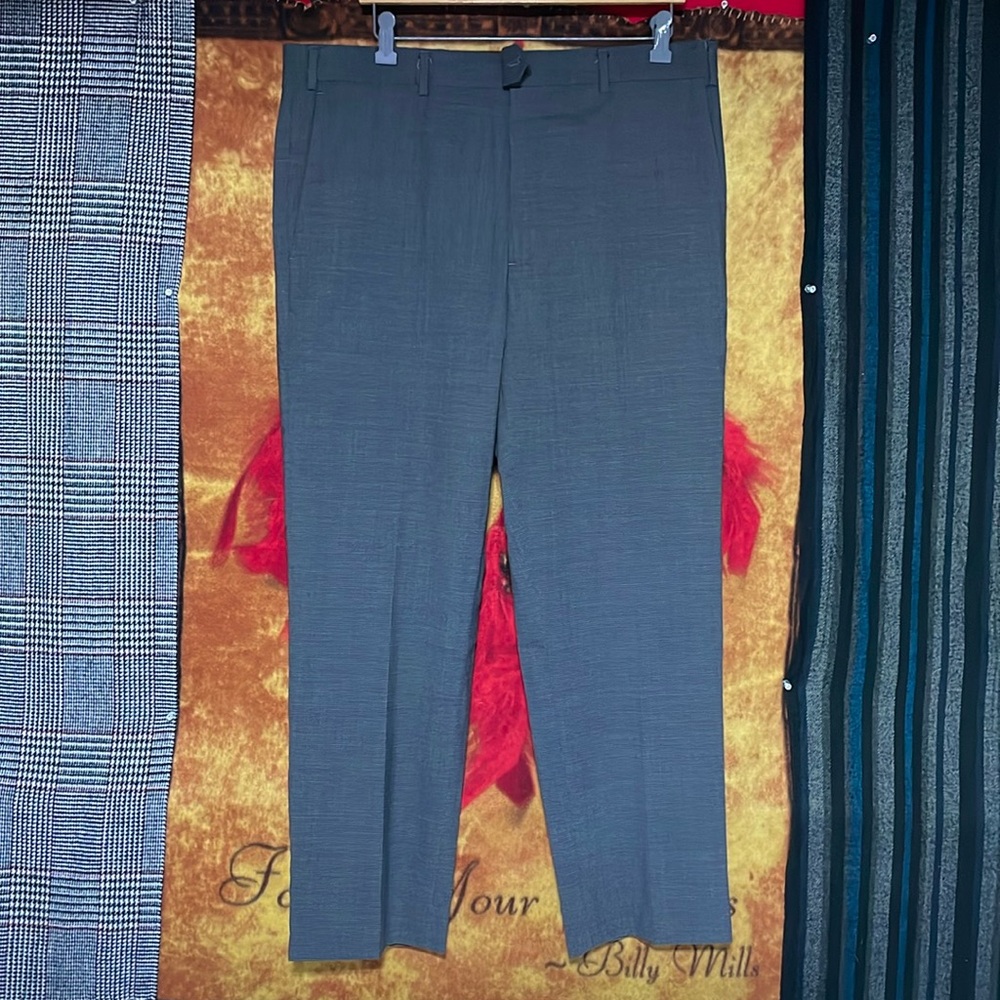 JB BRITCHES-men’s gray ‘ITALIAN WOVEN’ wool blend pleated dress pants
